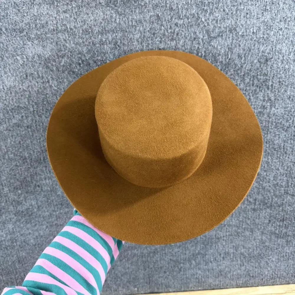 Gigi Pip Hat 57 S/M Dahlia Boater Hat Brown Australian Wool Western Rancher